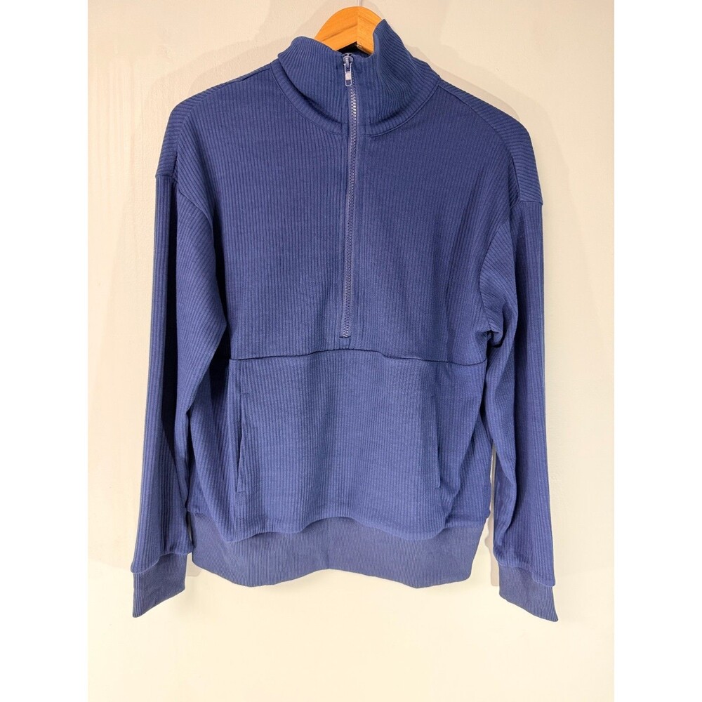 NWT PrettyGarden Women's S Blue Ribbed Full Zip Track Jacket Pockets Stretch